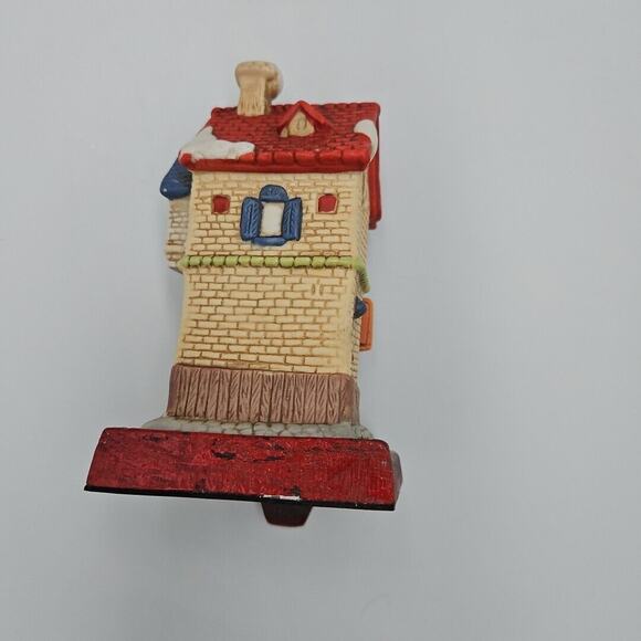 Vintage Ceramic Christmas Village Stocking Holder Victorian Grocery Store W/ Box - Picture 5 of 6